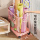 Yoga mat storage basket with wheels for movable fitness equipment