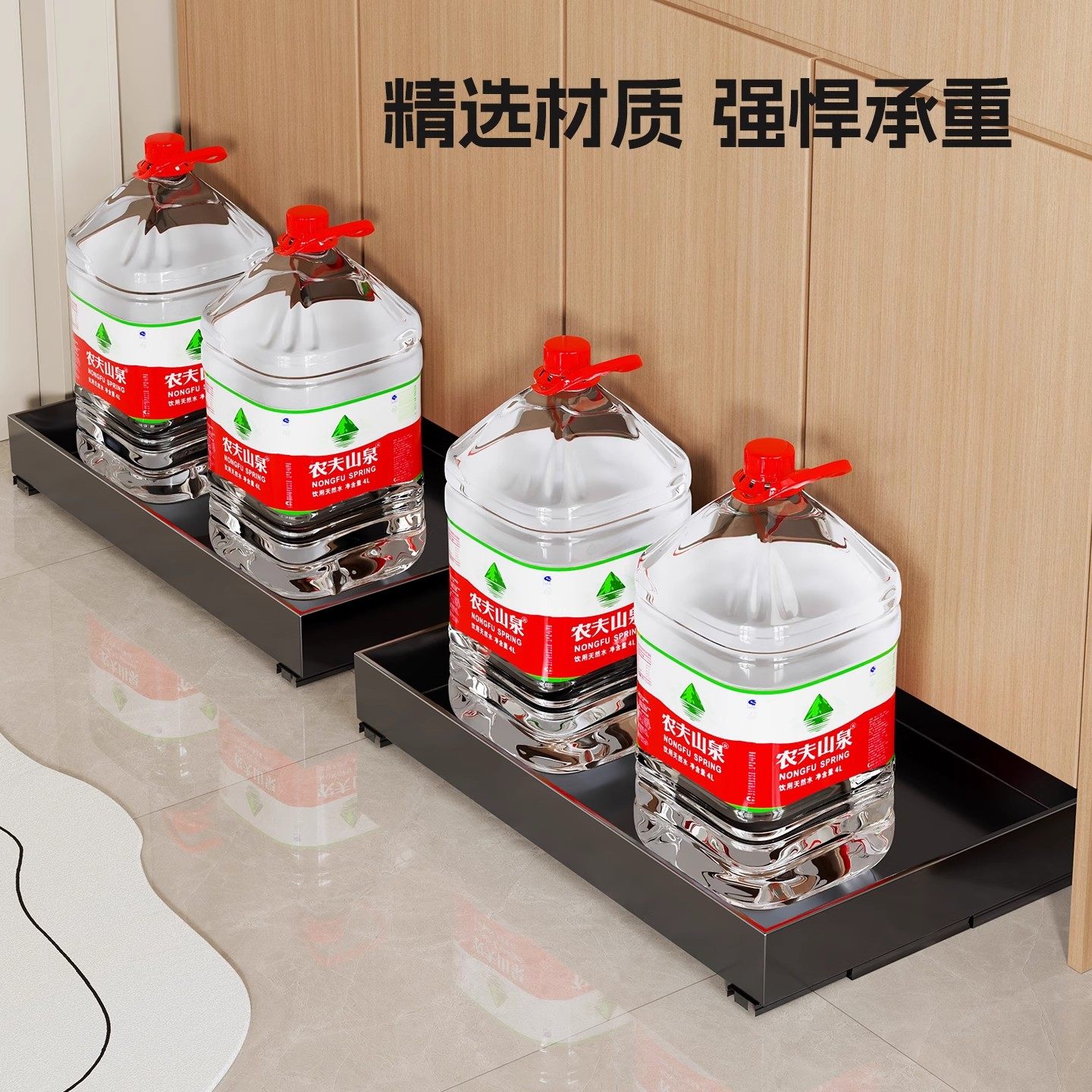 鞋柜踢脚抽入户柜下方免打孔反弹抽拉鞋架柜内轨道抽屉托盘鞋托架,淘宝优惠券,粉丝福利购,淘宝优惠卷