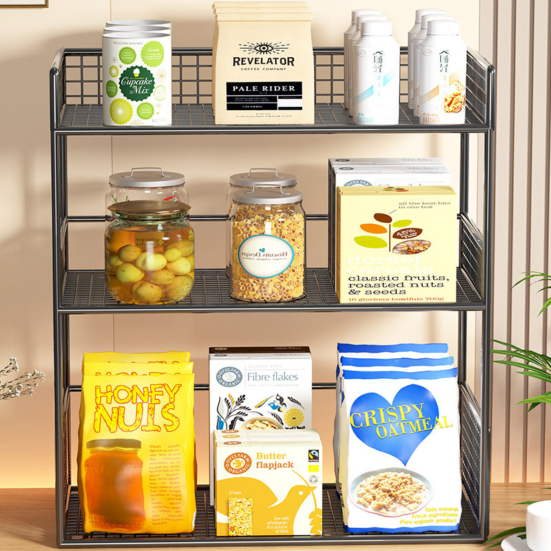 厨房置物架桌面零食小型收纳神器餐桌台面多功能放杯子储物多层柜,淘宝优惠券,粉丝福利购,淘宝优惠卷