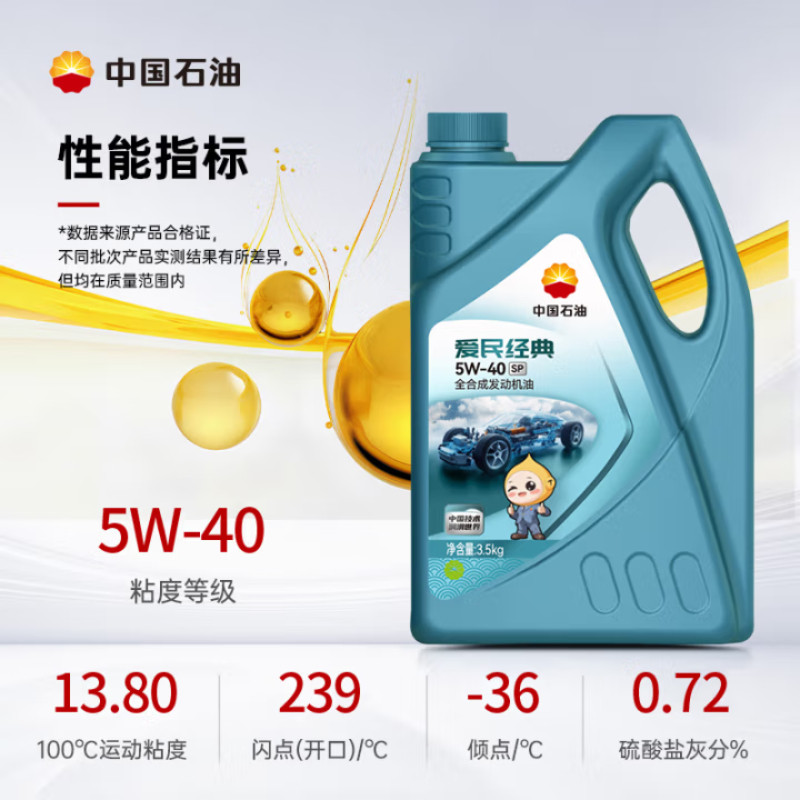 中国石油昆仑润滑油爱民经典SP 5W-40/5W-30汽油机油 850g/3.5kg,淘宝优惠券,粉丝福利购,淘宝优惠卷