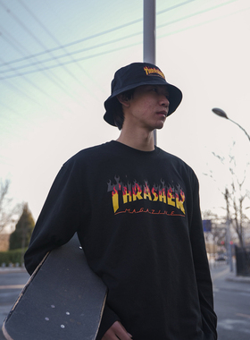 THRASHER火焰logo印花遮阳渔夫帽
