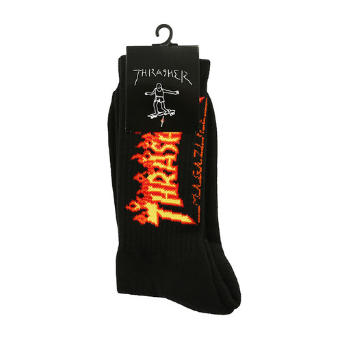 THRASHER 外侧火焰印花袜子 FLAME SOCKS LOGO 经典款 滑板袜套装 - 图3