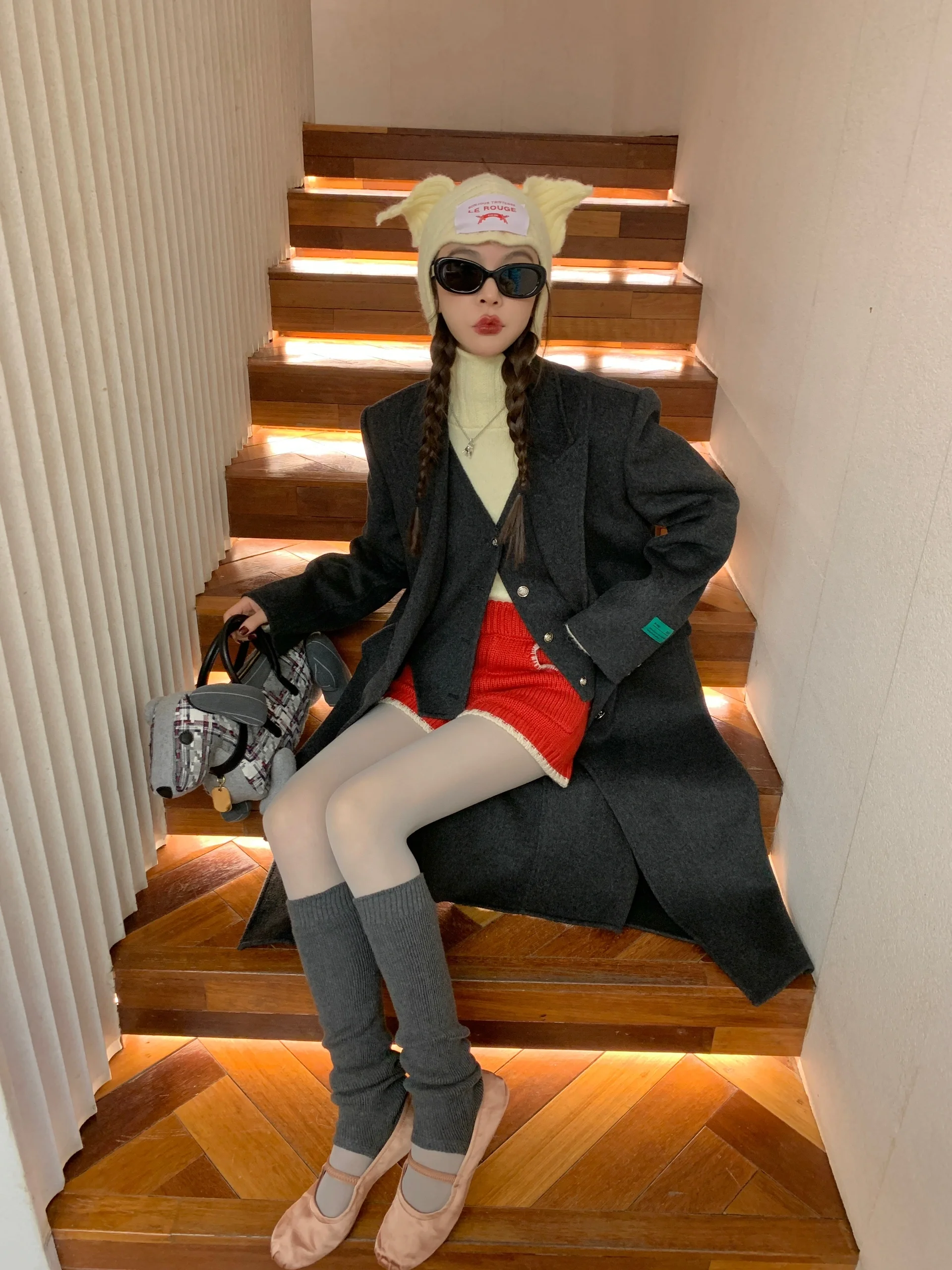 cici酱原创自制周美美新年圣诞红色针织短裤甜美可爱百搭显瘦ins,淘宝优惠券,粉丝福利购,淘宝优惠卷