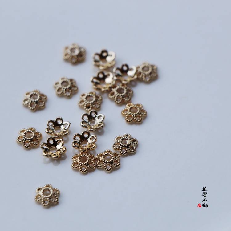 14K包金保色小花托6mm diy手工饰品配件材料自制手链项链半成品-图1