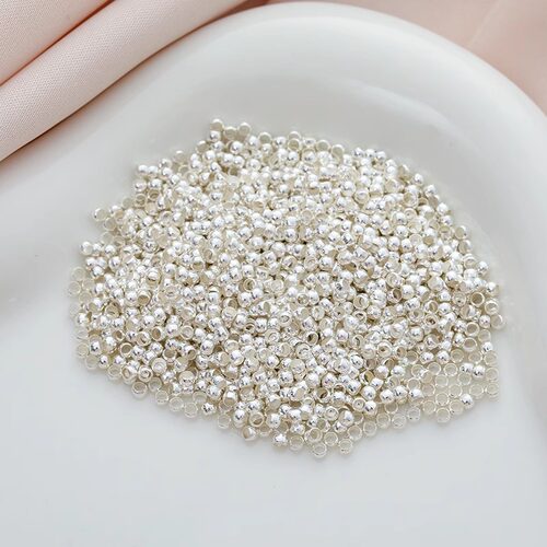 S925纯银白银定位管定位珠钢丝鱼线收尾夹扁固定材料diy手工饰品 - 图1