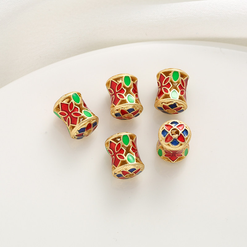 古法包金镀金滴油镂空桶珠鼓珠复古配饰diy手工串珠手链项链配珠,淘宝优惠券,粉丝福利购,淘宝优惠卷