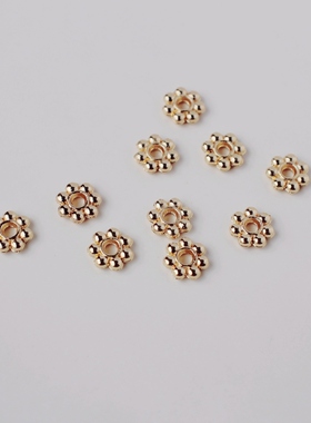 14K包金镀金保色雪花片8mm垫片diy手工串珠手串间隔花片配饰材料