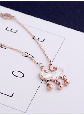 贝壳平安锁玫瑰金不掉色时尚项链