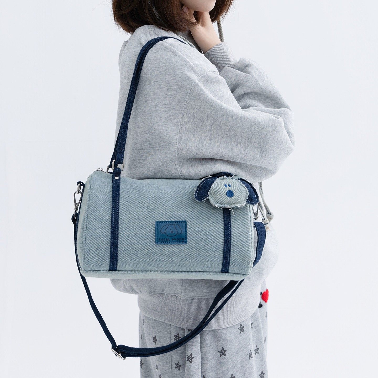 若素良品2026新款可爱女牛仔斜挎手提单肩波士顿包休闲通勤枕头包,淘宝优惠券,粉丝福利购,淘宝优惠卷