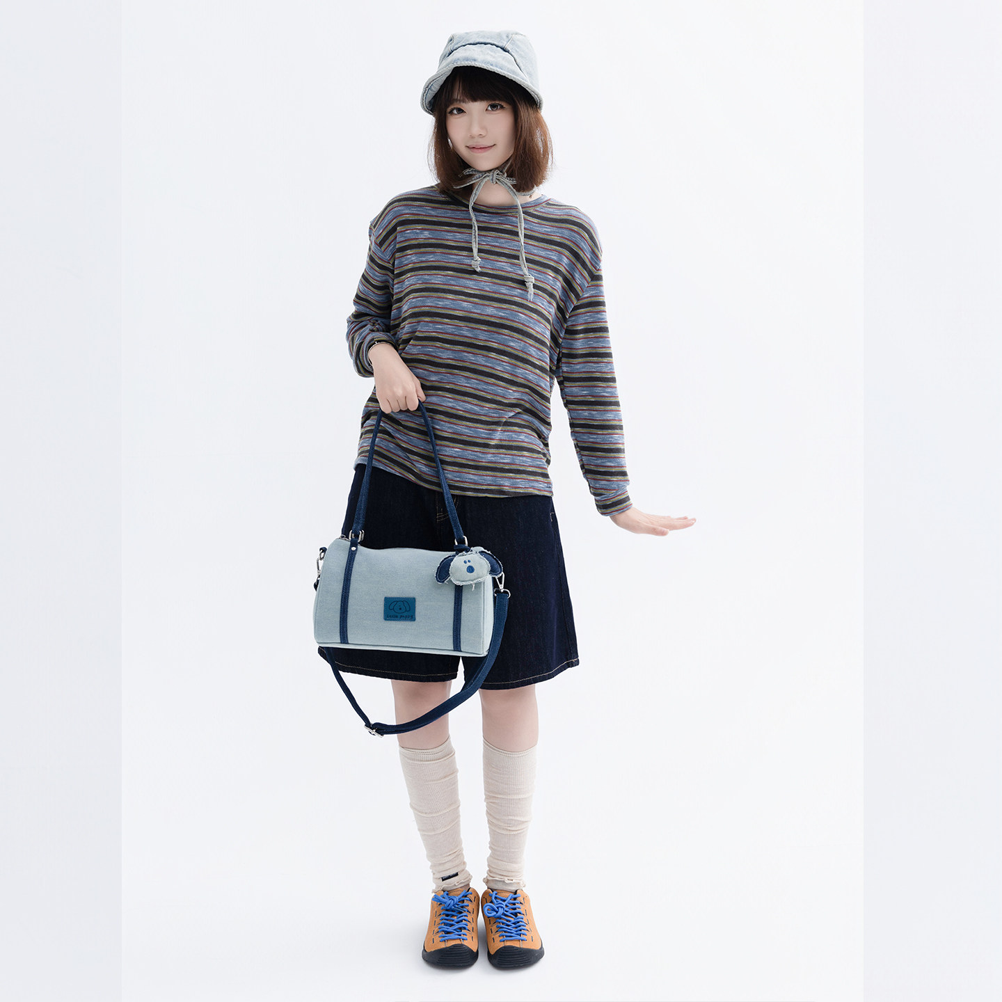 若素良品2026新款可爱女牛仔斜挎手提单肩波士顿包休闲通勤枕头包,淘宝优惠券,粉丝福利购,淘宝优惠卷