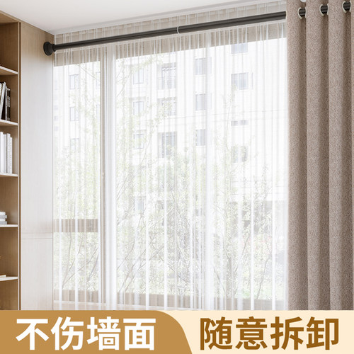 伸缩杆免打孔窗帘杆衣柜挂衣杆支撑杆免钉浴帘杆卫生间晾衣杆门帘 - 图1