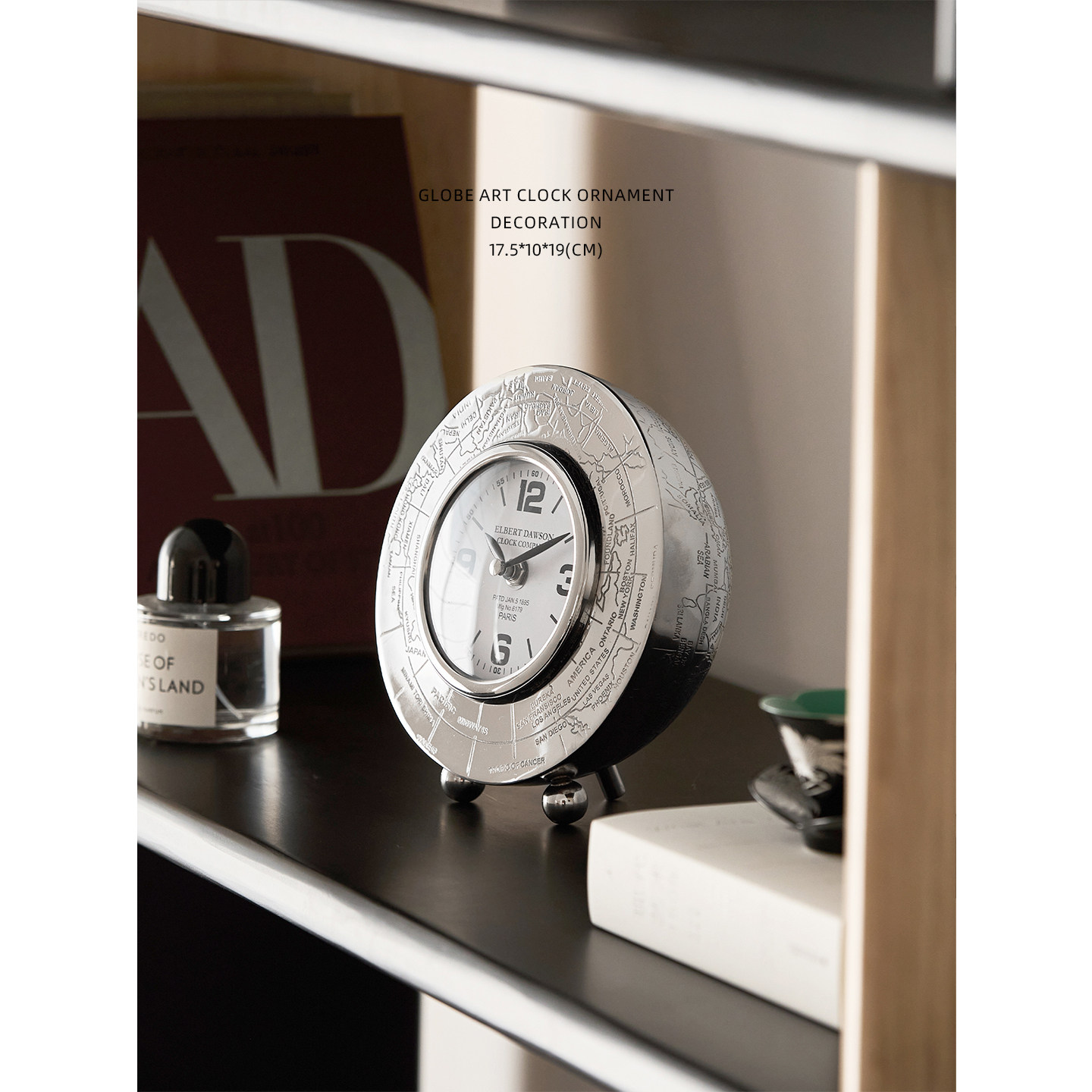 迷屿家居印度进口复古轻奢桌面时钟地图座钟装饰品钟表玄关摆件,淘宝优惠券,粉丝福利购,淘宝优惠卷