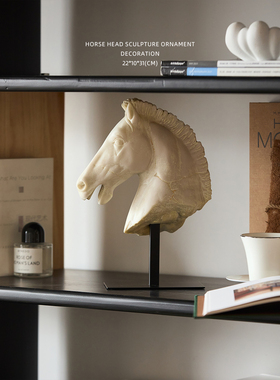 迷屿 中古复古雕塑玄关仿真大理石雕塑马摆件玄关边柜酒柜装饰品