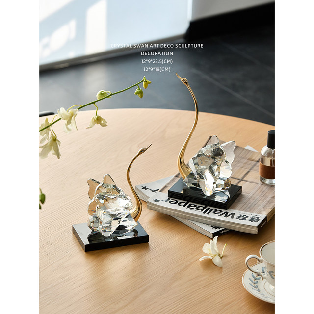 Miyu light luxury new home living room TV cabinet crystal swan pair of ornaments wedding engagement souvenirs