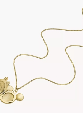 代购Fossil化石迪士尼联名款女士项链金色镶钻情人节礼盒装