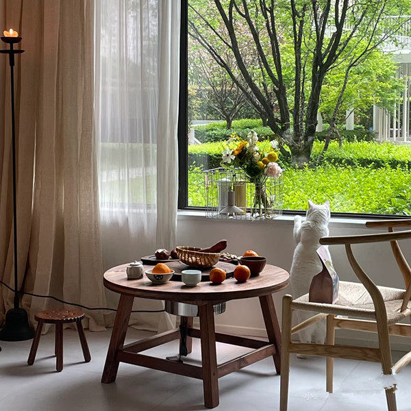 老榆木围炉茶桌煮茶桌实木禅意圆桌火锅桌阳台茶桌老榆木火锅桌子,淘宝优惠券,粉丝福利购,淘宝优惠卷