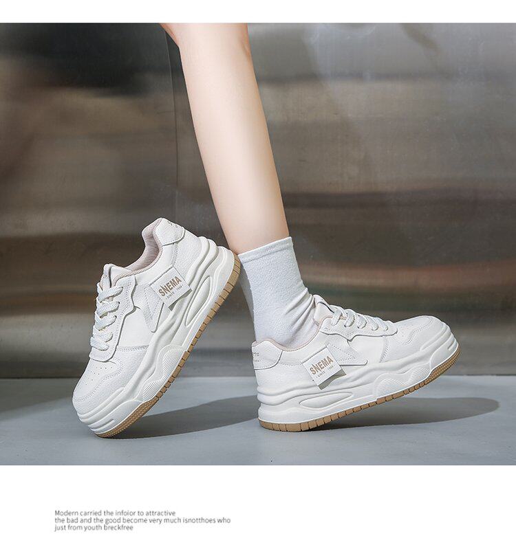 学生厚底板鞋女2025春秋季百搭黑色休闲运动鞋内增高老爹鞋小白鞋
