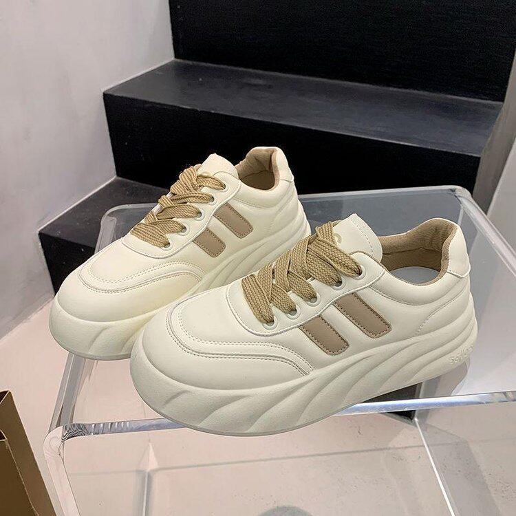 厚底板鞋女2025年秋季新款小白鞋增高百搭休闲运动鞋ins跑步单鞋