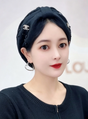 网红夏季爆款新款珍珠百搭印度帽时尚薄款洋气唐结包头带帽女士