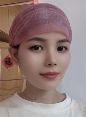 蕾丝亮片包头帽女遮白发透气