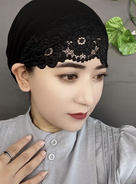 夏季女薄款蕾丝镂空无檐打底帽