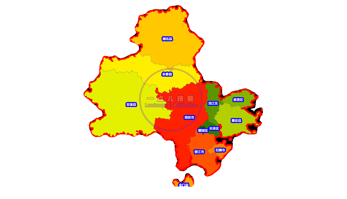 泉州市城市GIS矢量SHP数据CAD建筑路网用地水系绿地行政区POI DEM - 图3