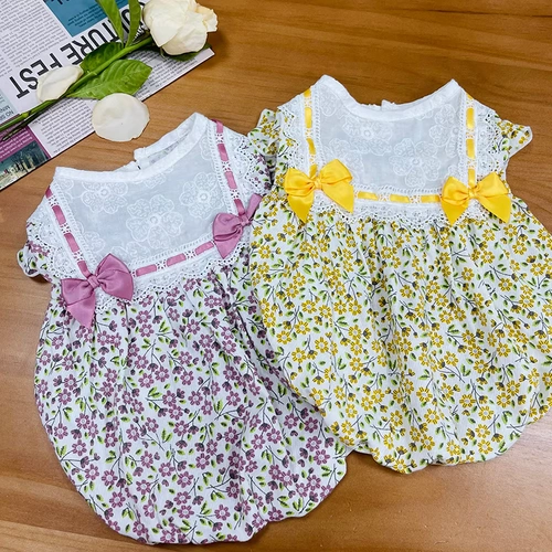 Mijia Pet Olde Spring и лето в новом стиле лук с цветочной тыквенной юбкой Тедди бишон медведь собака кошка тонкая одежда