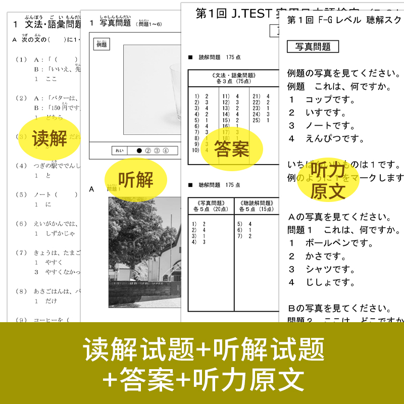 2022年真题.F-G级新J.TEST实用日本语检定考试fg级jtest（附赠音频）-图1