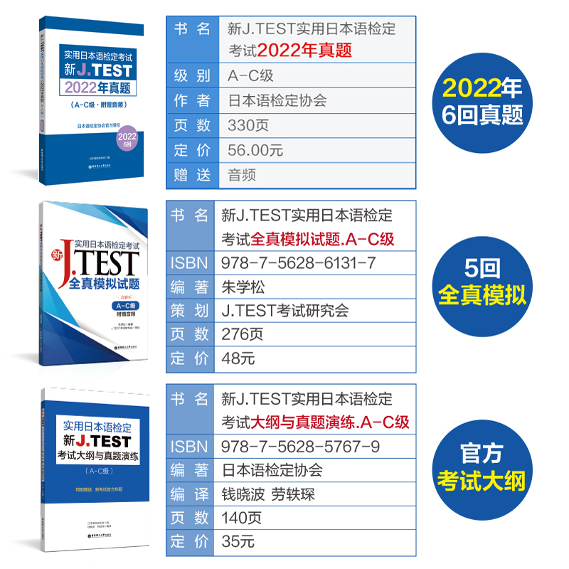 新JTEST实用日本语检定考试2022年真题+模拟题+大纲（A-C级）J.TEST  N1 jtest真题 ac级 - 图2