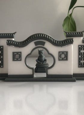 中式仿古建筑花窗门洞古建摆件马头墙景墙造景盆景拼装树脂微景观