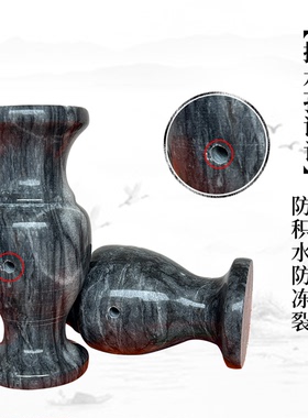 天然汉白玉石花瓶一对青石大理石花瓶墓前石烛台插花石雕花瓶摆件