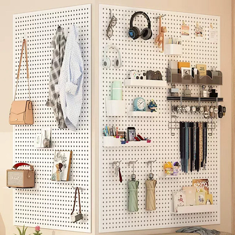 Hole board wall wall storage rack dormitory display rack multi-functional hanging board study desk metal storage partition