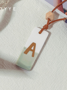 字母项链陶瓷首饰吊坠唯美流苏