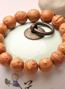 野生猴头核桃手串叮当猫手链桃核文玩哆啦A梦菩提男女款新年礼物