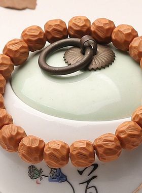 高油性手工雕刻刀痕奶酪老型无相手串猴头桃核文玩把件直切龙鳞男