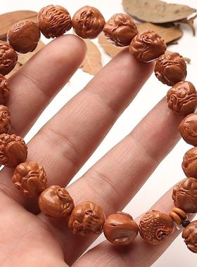 写实小籽十八罗汉手串文玩桃核龙纹核桃雕刻18罗汉小籽手链把件男