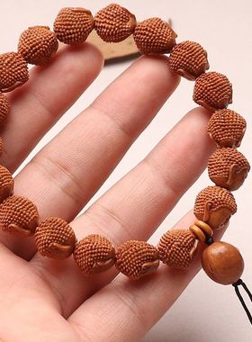 龙纹桃核雕刻大日如来佛头单圈手串宝宝佛文玩百态雕刻礼物菩提男