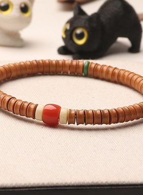 单圈橄榄核直切药片配饰DIY车轮珠天然精品隔片情侣款手链老型男