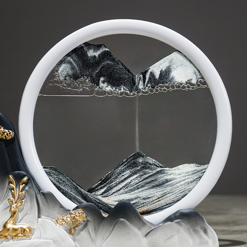 流沙画创意沙漏轻奢高档新中式摆件酒柜电视柜客厅办公桌装饰摆件 - 图3