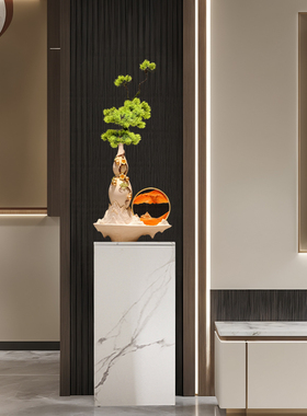 宋式美学入户玄关葫芦山水流沙摆件客厅招财装饰高级乔迁开业礼物