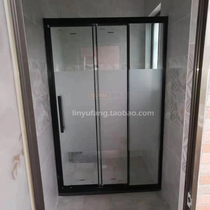 Three doors dry and wet separation three-door linkage shower room Three-fold-out bathroom partition glass push Ramen Two live solid