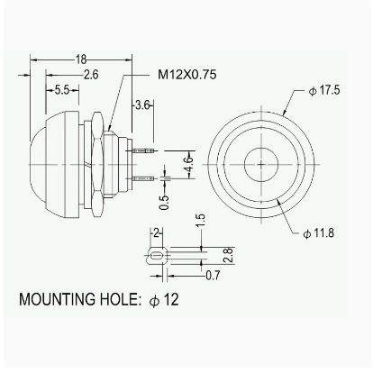 PBS-33B小型防水自复位按钮圆形无锁点动电源按键开关 安装孔12mm,淘宝优惠券,粉丝福利购,淘宝优惠卷