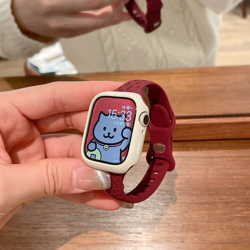 豹纹小蛮腰硅胶蝴蝶扣适用applewatch11代苹果手表S10iwatch9/8/7 - 图2