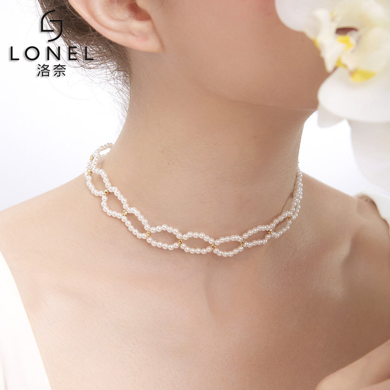 女2022年新款圆圈串珠小米粒锁骨链 lonel洛奈项链