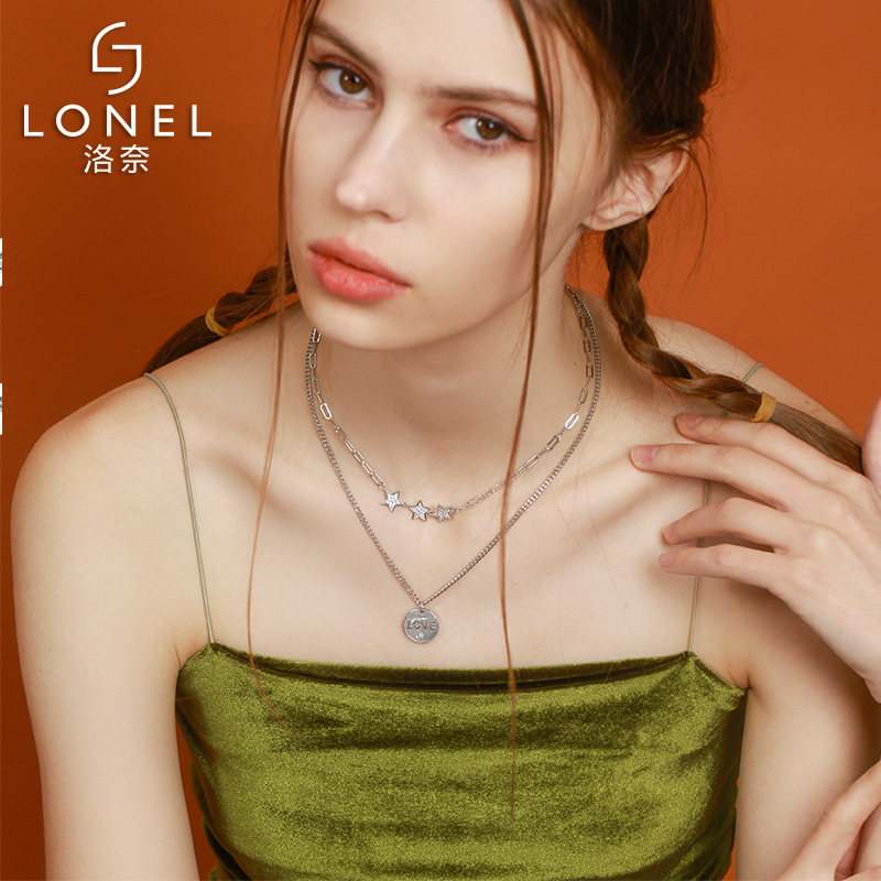 双层锁骨链ins嘻哈潮简约毛衣链子 lonel洛奈项链
