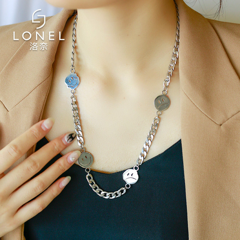 钛钢笑脸女冷淡风简约气质饰品链子 lonel洛奈项链