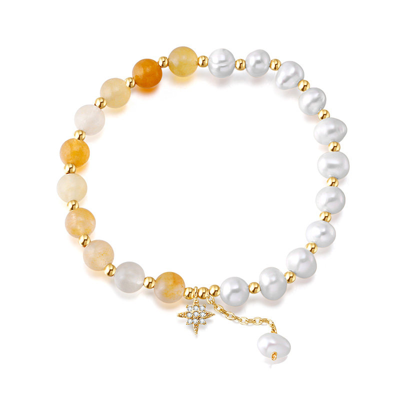 淡水珍珠闺蜜有弹性珠子金色女手链 lonel洛奈手链