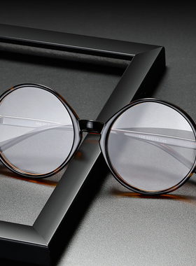 复古圆框水晶石眼镜中老年复古