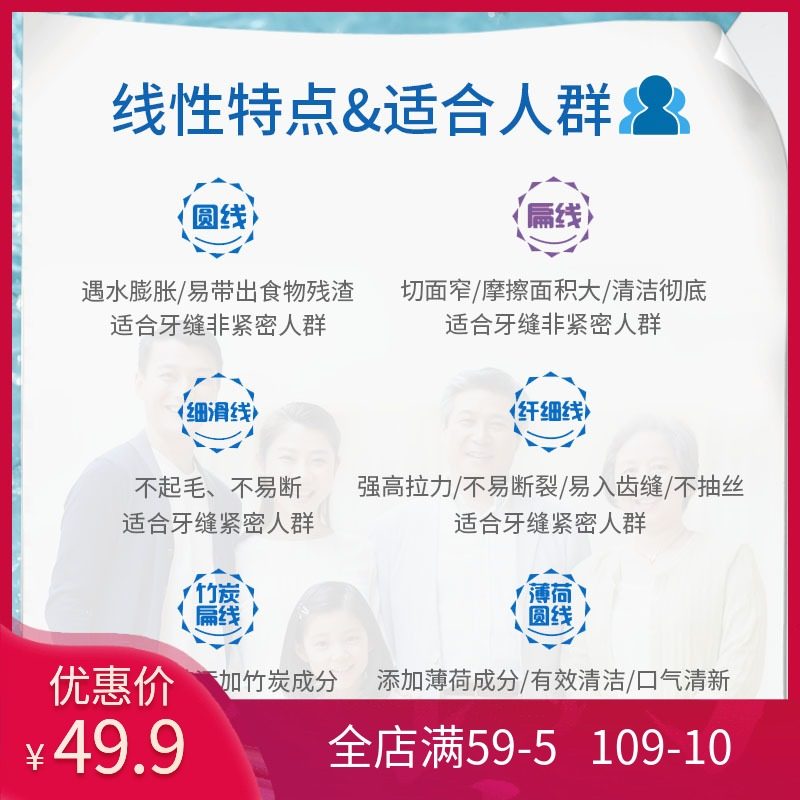 固特齿弓形牙线棒6袋装足足剔牙线 固特齿居家日用牙线/牙线棒