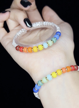 小红书同款6mm星月菩提彩虹琉璃雪巴珠男女饰品转运珠盘复古编织